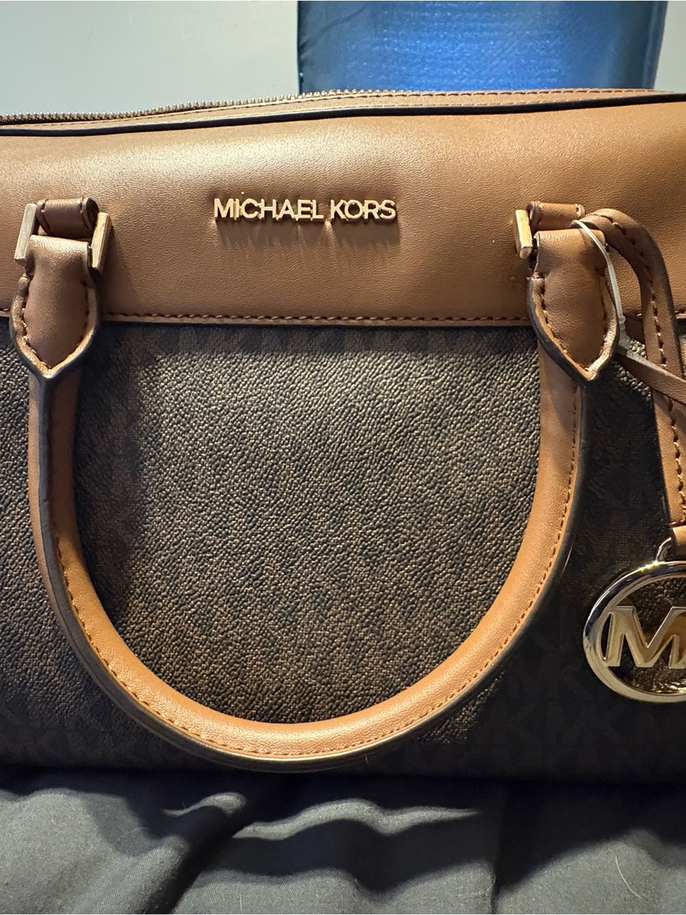 Michael Kors Brown and Tan Logo Satchel